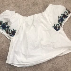 Off the shoulder embroidered top